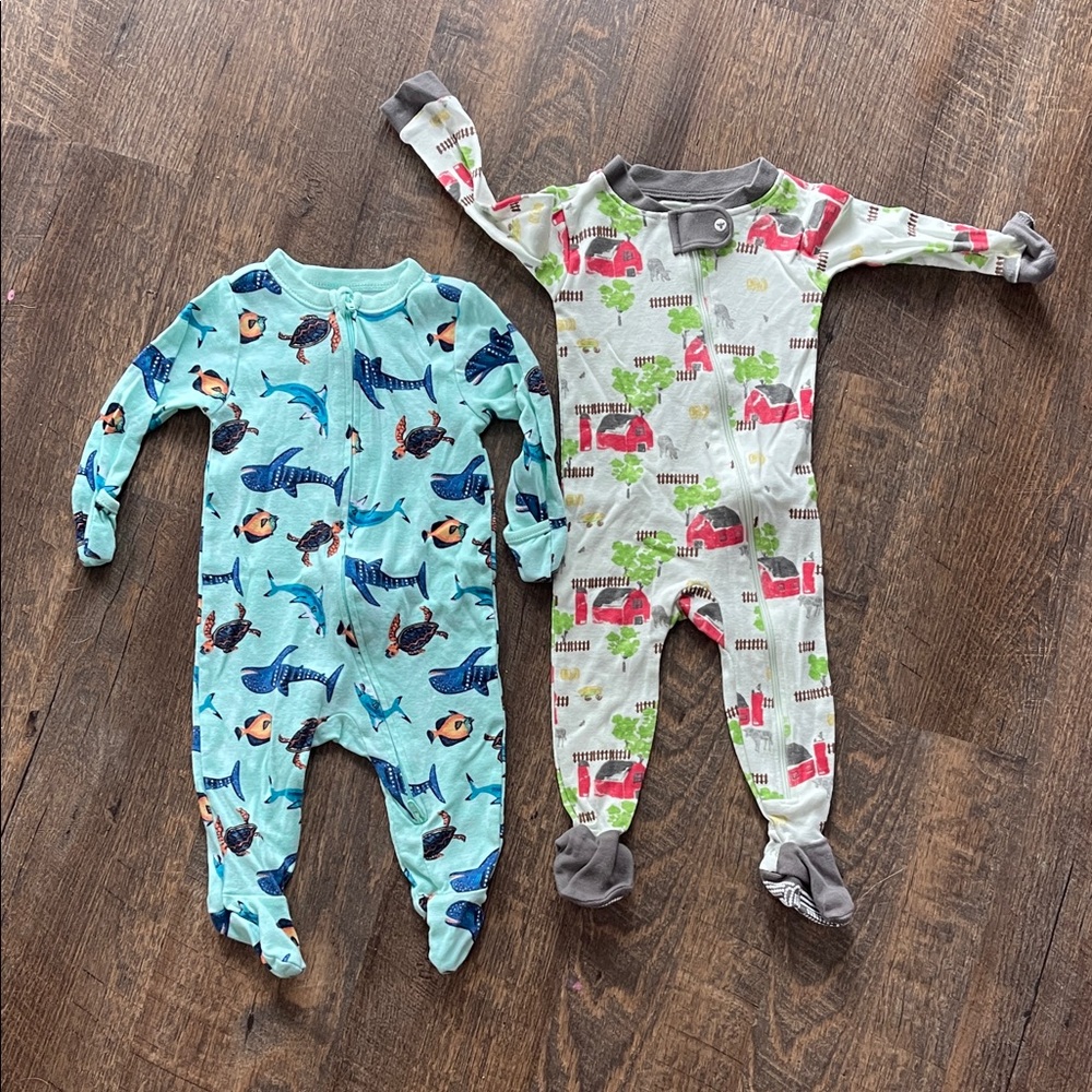 Burt's Bees Baby Blue and Gray Kids Footies